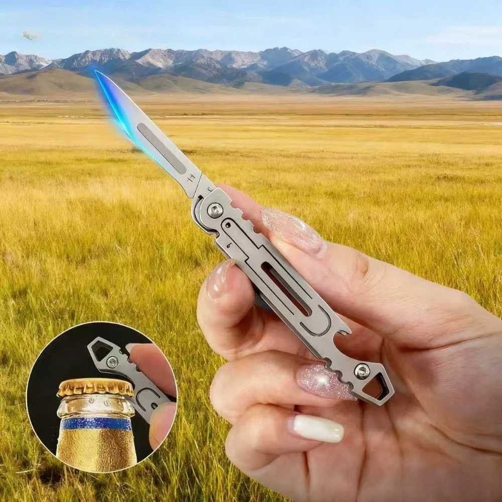 Cuchillo plegable de acero inoxidable hueco para camping y botellas - imagen 5