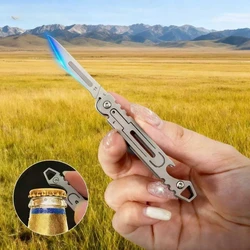 Cuchillo plegable de acero inoxidable hueco para camping y botellas