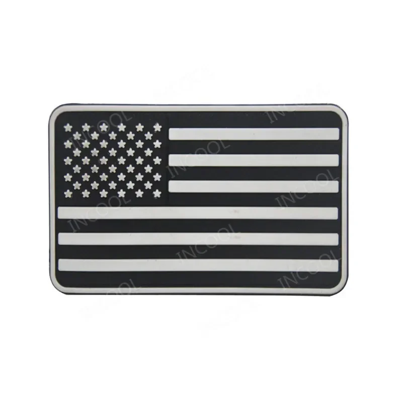 Parche táctico PVC bandera USA con gancho MOLLE y brazalete trasero