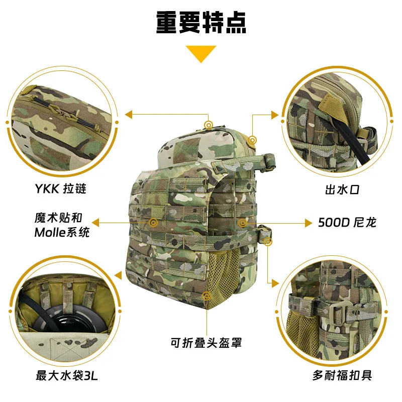 Bolsa porta casco táctica trasera para gilet
