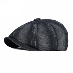 Gorra octogonal lavada estilo vaquero de pintor con espiga