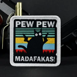 PEWPEW MADAFAKAS parche moral gato bordado velcro mochila táctica