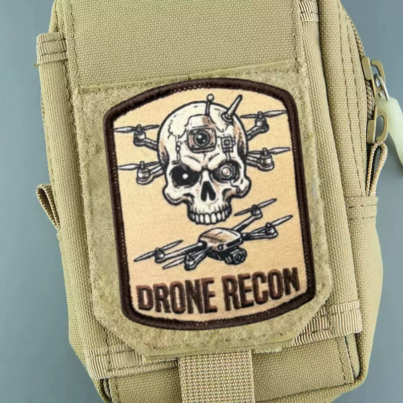 Parche táctico impreso dron de reconocimiento con velcro para mochila - imagen 2