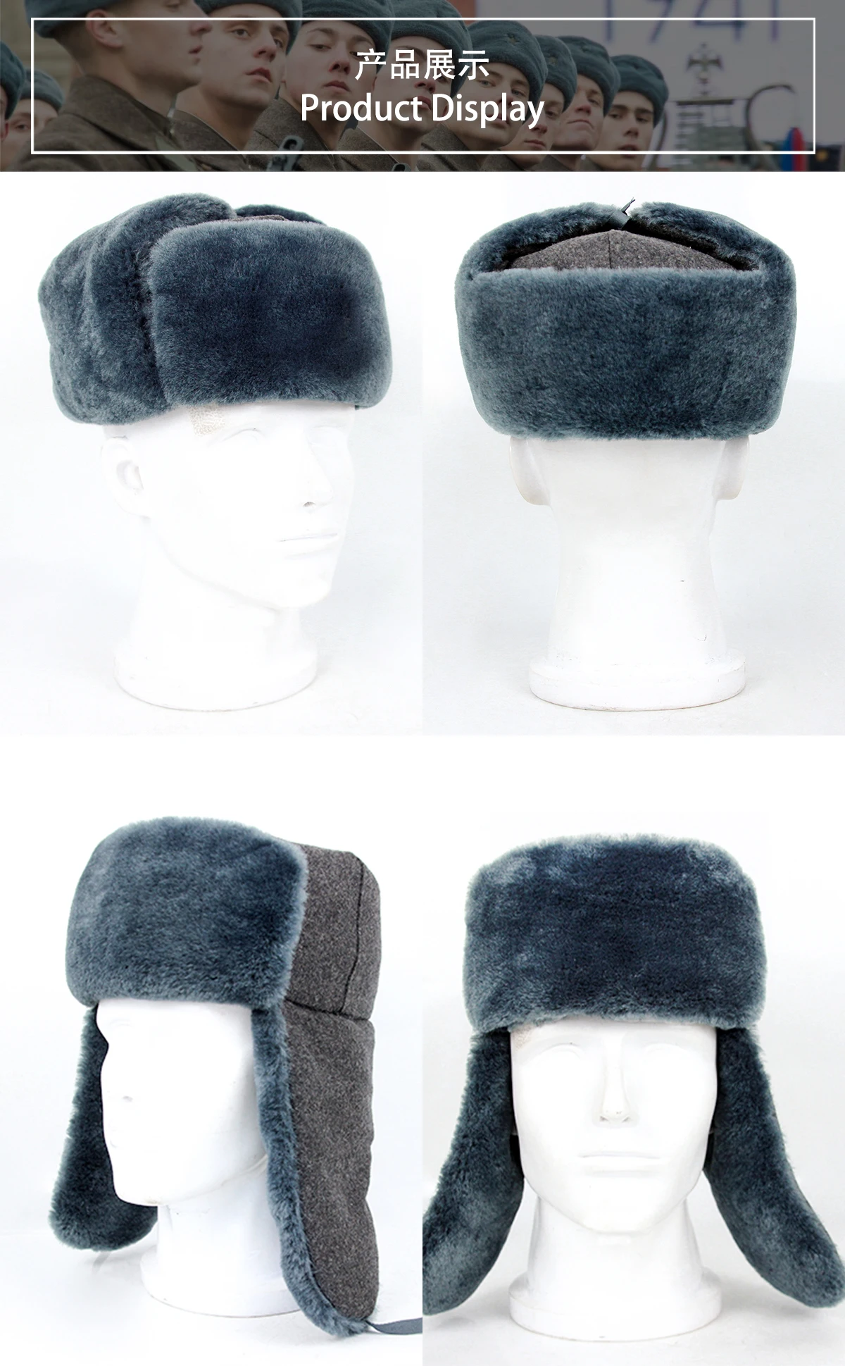 Ushaka gorra táctica invierno capitonada gris azul algodón militar - imagen 5