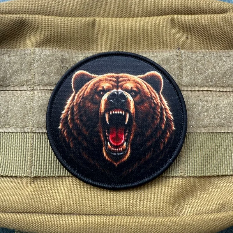 Parche táctico moral grizzly rugiente militar con gancho y bucle - imagen 4