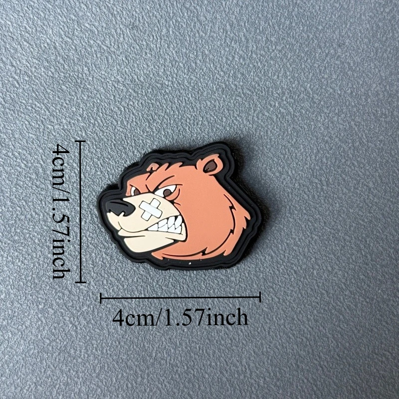 Parche táctico de PVC oso enfadado con velcro para mochila - imagen 5