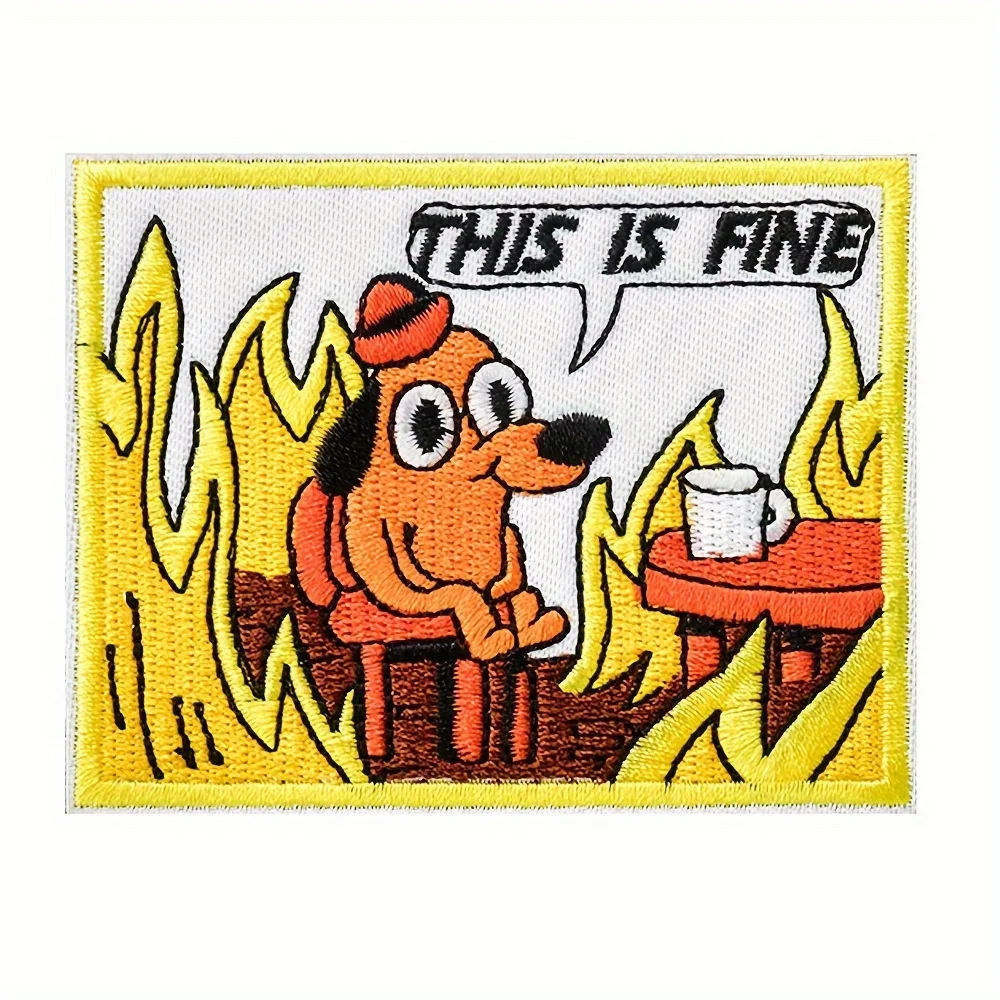 Parche táctico This Is Fine Velcro para mochila - imagen 4