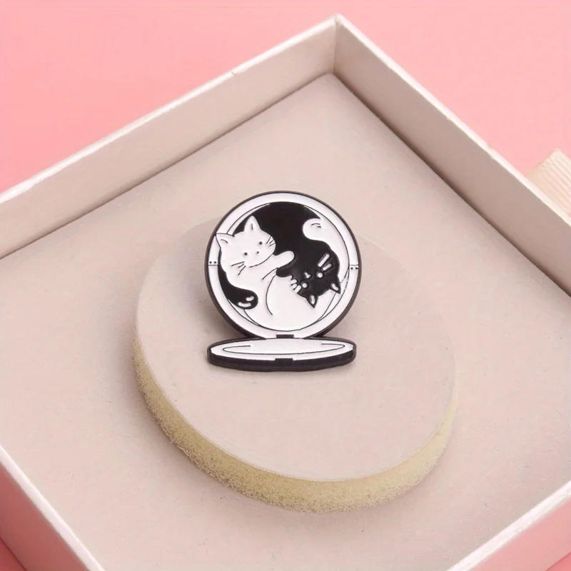 Broche de gato metálico esmaltado con estilo casual y encantador - imagen 4