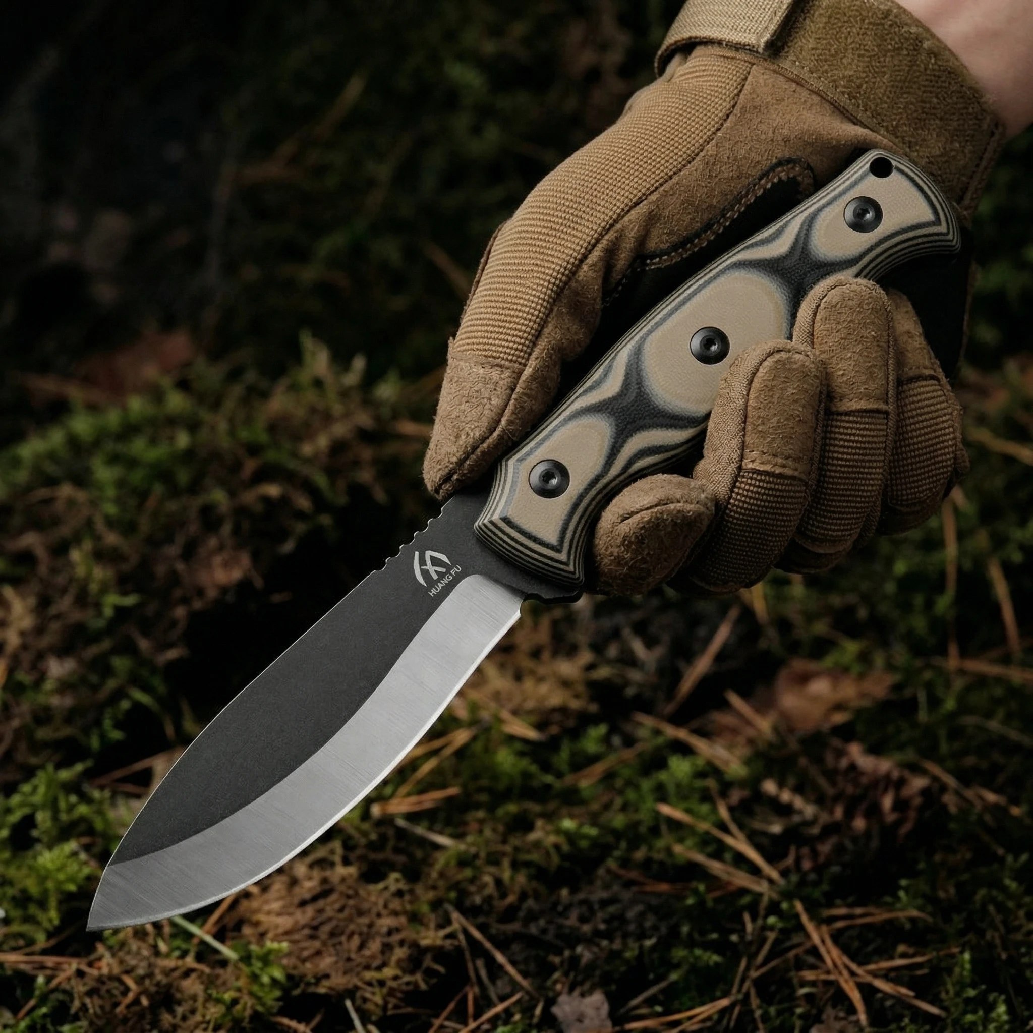 Cuchillo táctico de hoja fija con mango G10 y funda - imagen 2