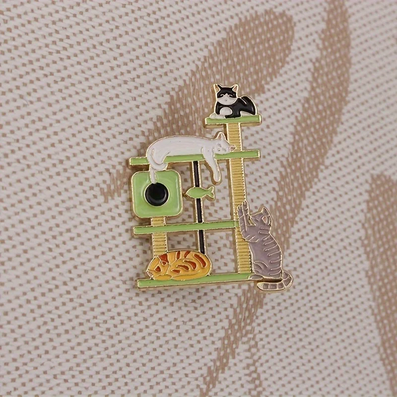 Broche metálico gato en árbol, compacto y lindo para traje - imagen 2