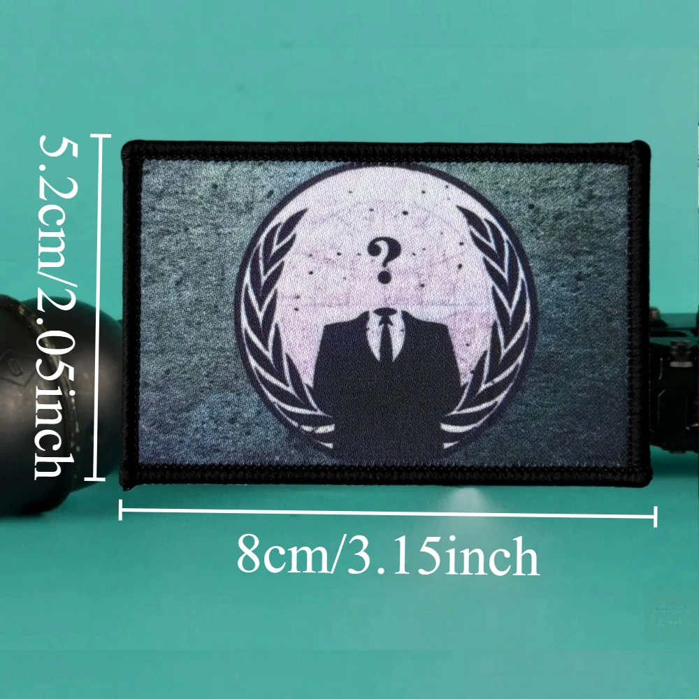 Parche táctico Hacker Anónimo adhesivo gancho y bucle para mochila - imagen 2