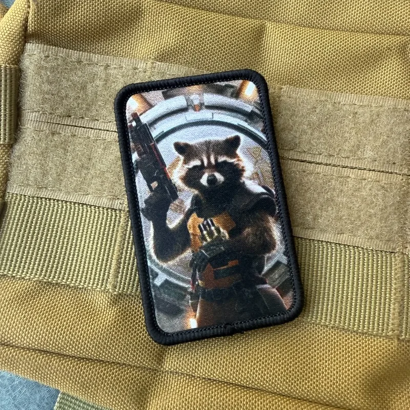 Parche táctico mapache velcro gancho y bucle impreso mochila - imagen 3