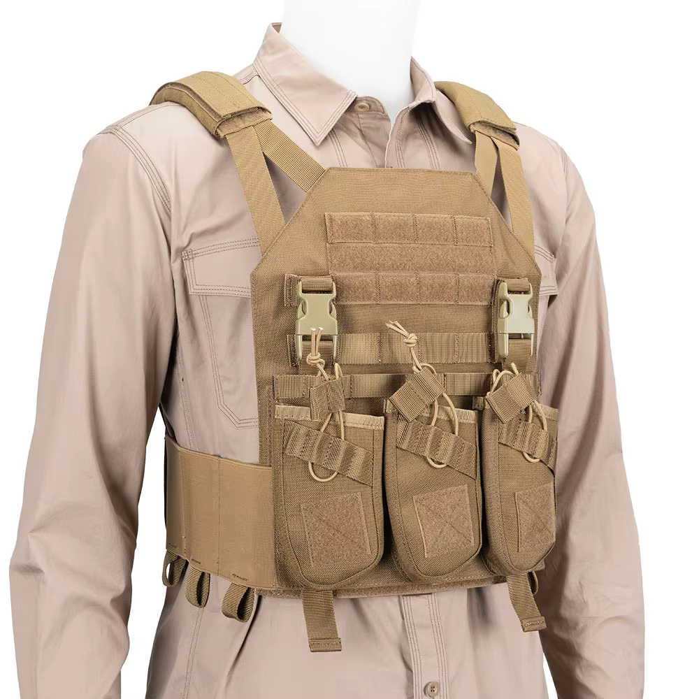 Chaleco portaplacas táctico con bolsa Triple AK para caza y Airsoft