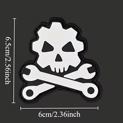 Parche táctico PVC 3D calavera mecánica con velcro para mochila