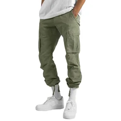 Pantalones cargo rectos hombre multibolsillos cordón urbanos finos