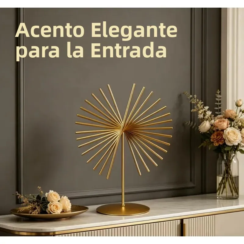 Adorno metálico abstracto de líneas para escritorio y hogar - imagen 2