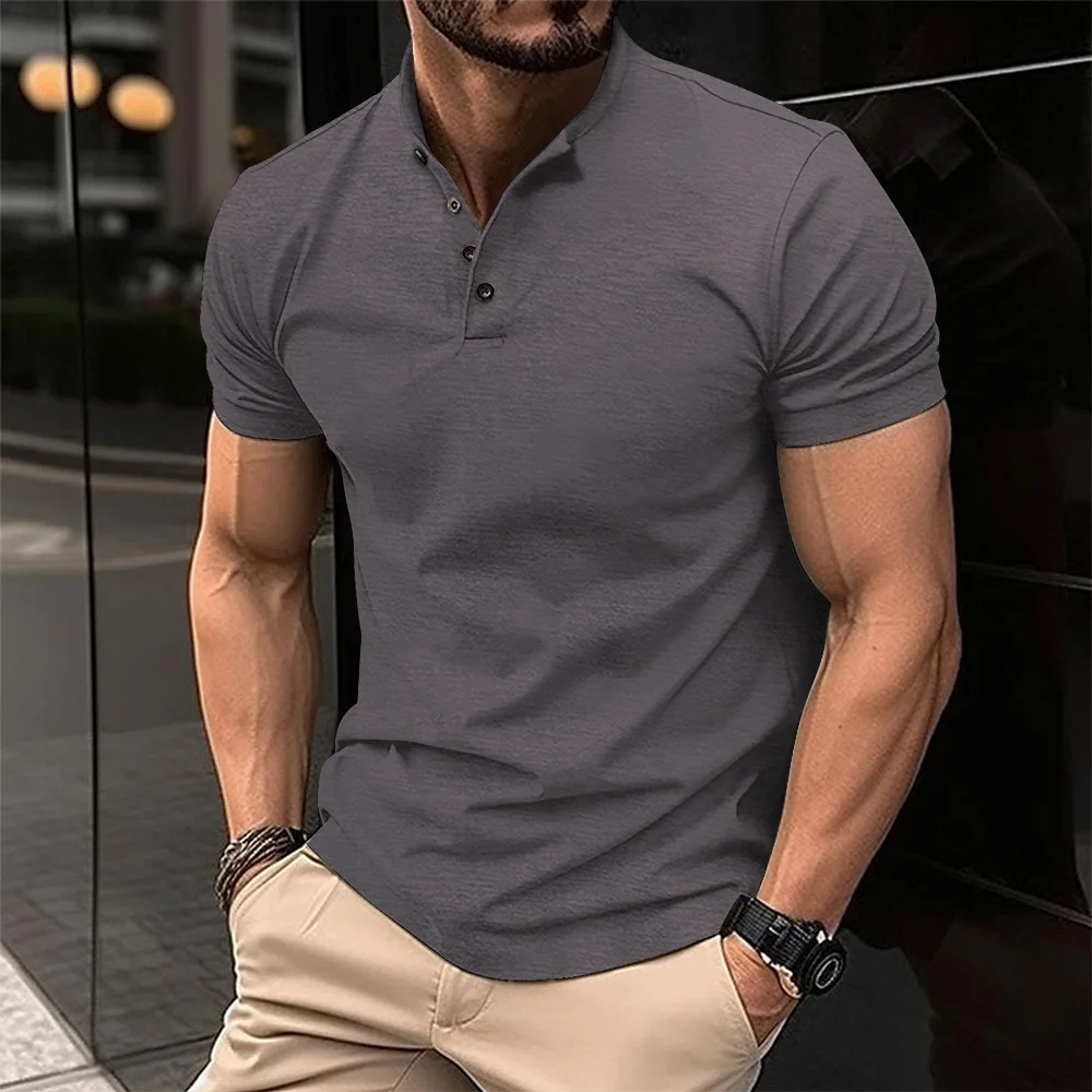 Polo transpirable verano cuello Henry absorbe humedad manga corta - imagen 4