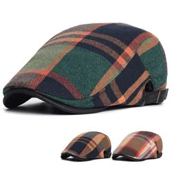 Gorra newsboy vintage a cuadros con visera ajustable plana
