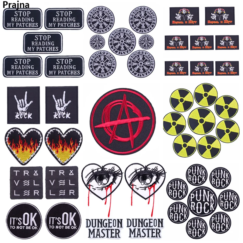 Parche termoadhesivo punk rock con diseño de llama y estilo rock