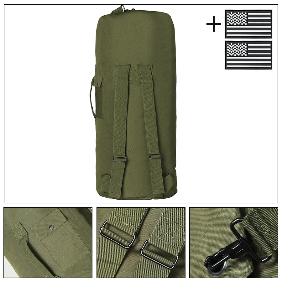 Mochila táctica cilíndrica YAKEDA minimalista con correas ajustables - imagen 4