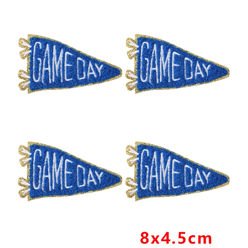 Parche termoadhesivo chenilla diseño bandera bordado dorado - imagen 3
