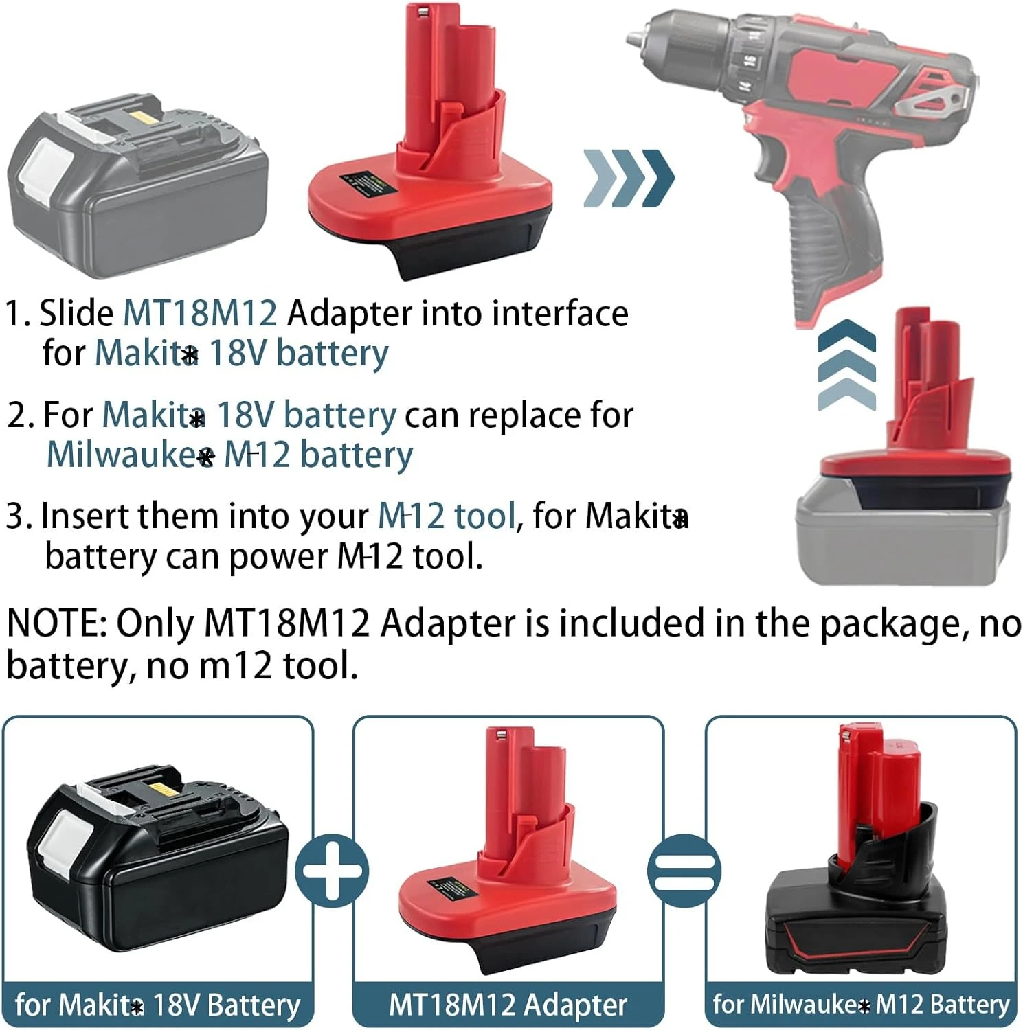 Makita 18V a Milwaukee M12 12V adaptador batería Li-ion - imagen 5