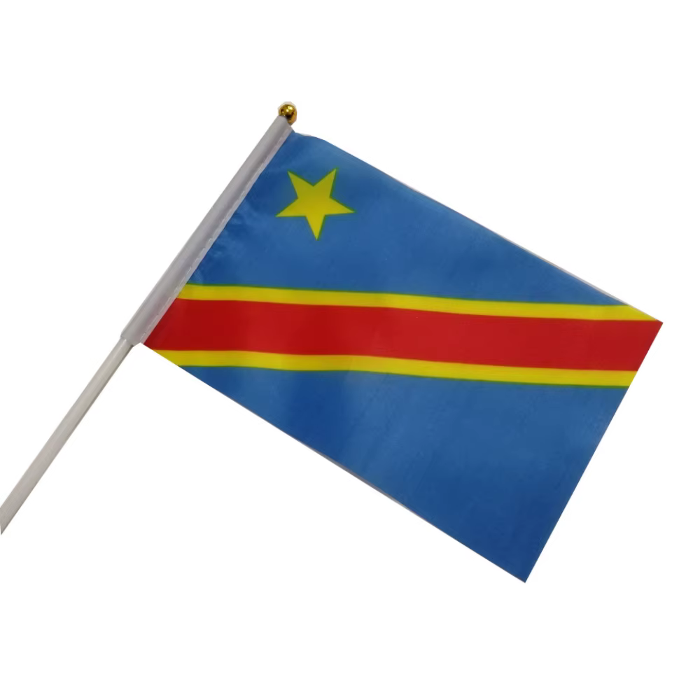 Bandera de la República Democrática del Congo ondulada ondeante a mano - imagen 3