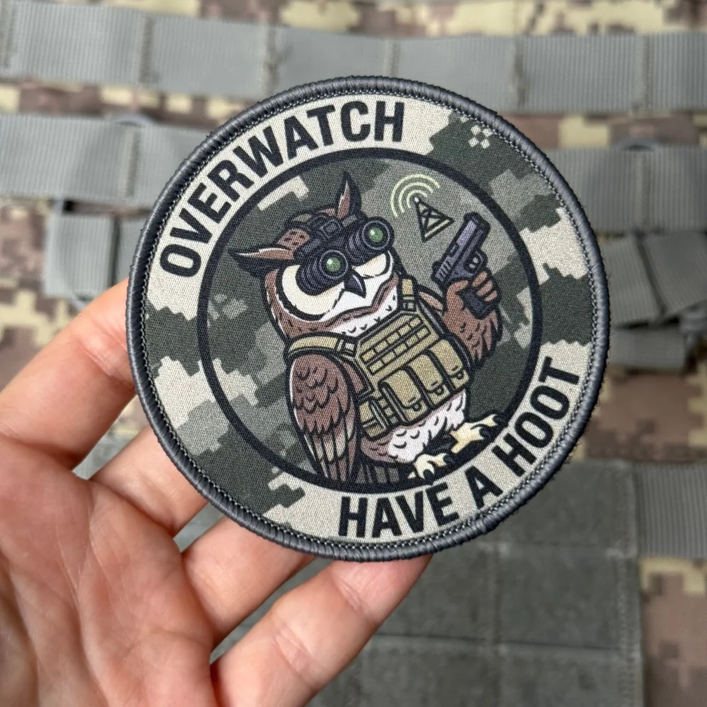 Parche táctico búho Overwatch con velcro para ropa y mochila - imagen 2