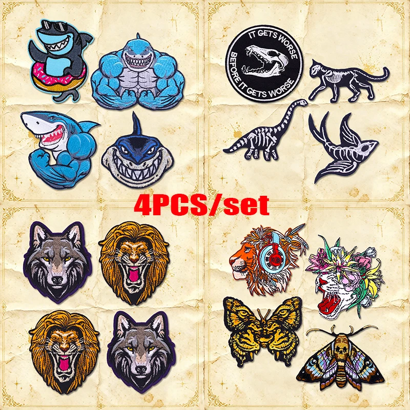 Parche bordado de animales musculosos estilo rock