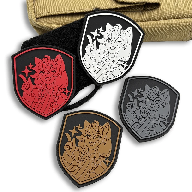 Parche táctico PVC gatita dibujos animados para insignia moral - imagen 3