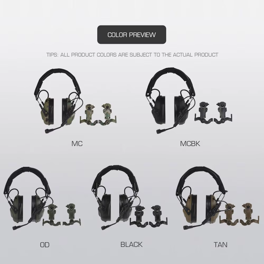 Detalle del riel para casco en auriculares activos tensdarcam