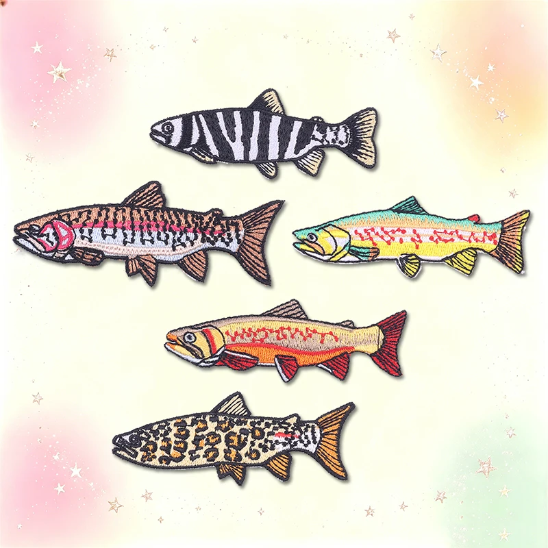 Parche bordado termoadhesivo trucha y ballena Monte Fuji – DIY - imagen 3