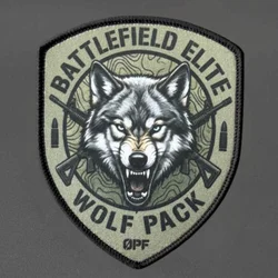 Parche táctico de lobo con pistolas dobles, gancho y bucle