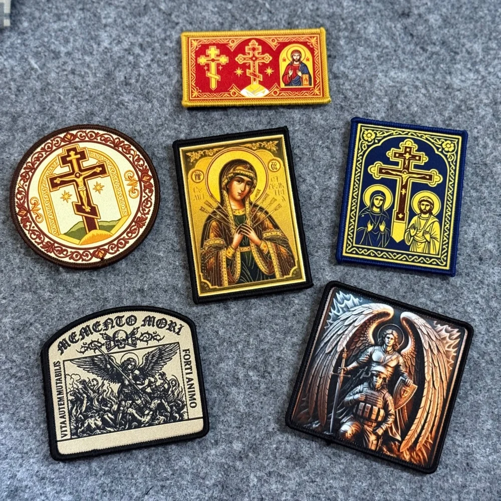 Parche táctico moral cruz ortodoxa y Virgen María con gancho y bucle - imagen 5