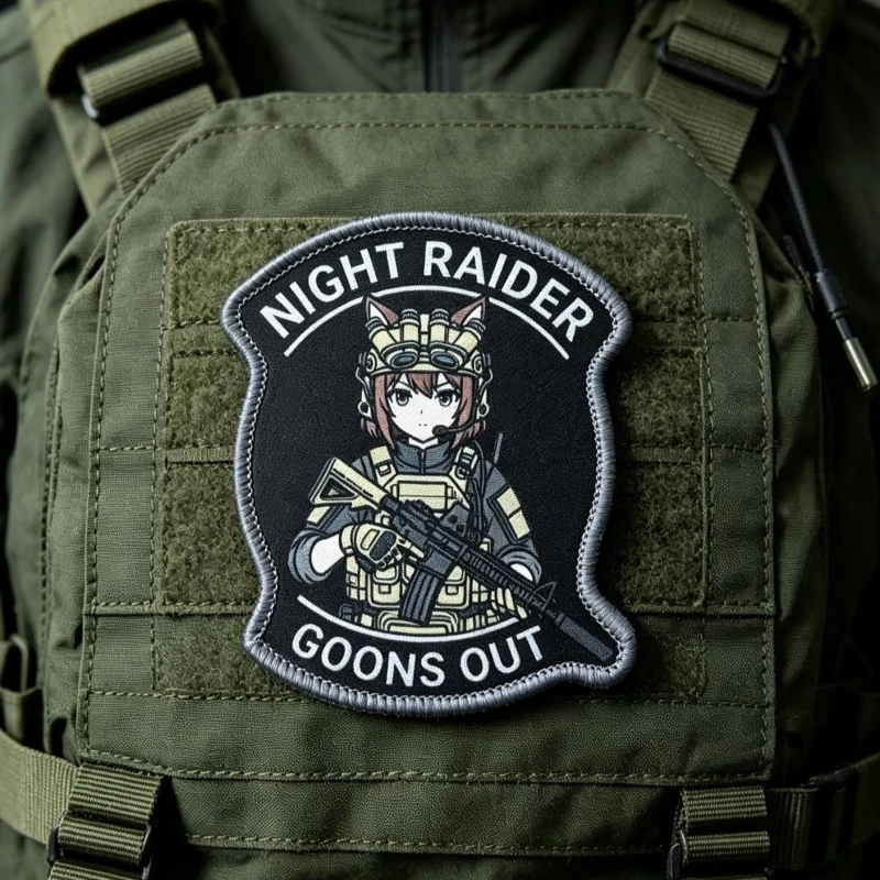 Parche táctico de chica anime con orejas de gato y velcro - imagen 5