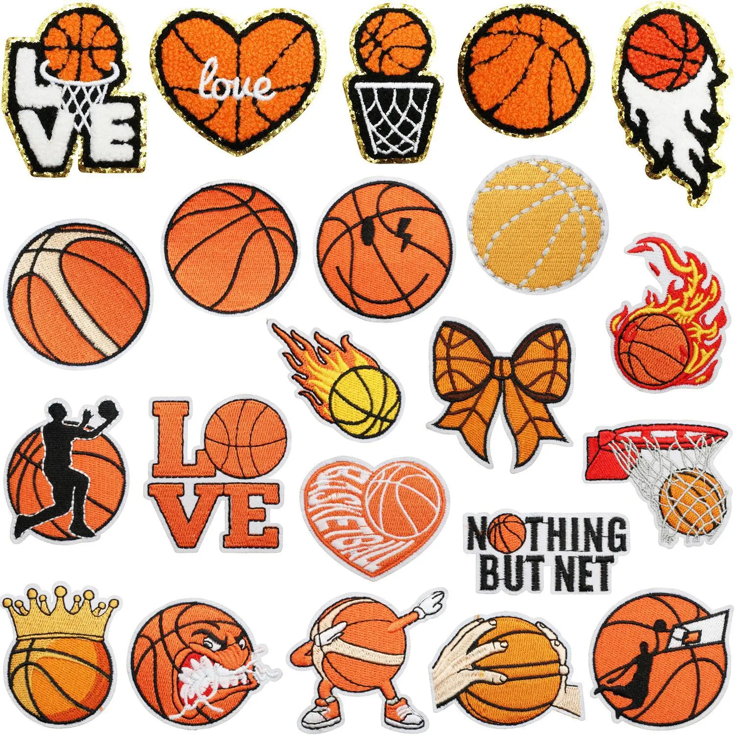 Parche bordado baloncesto amor – termoadhesivo textil para ropa - imagen 4