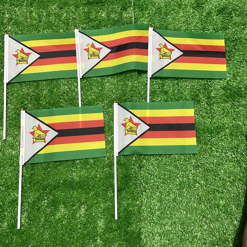 Bandera de mano de Zimbabue con asta de plástico