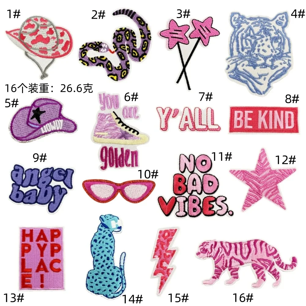 Apliques creativos de leopardo y cabeza de tigre rosa