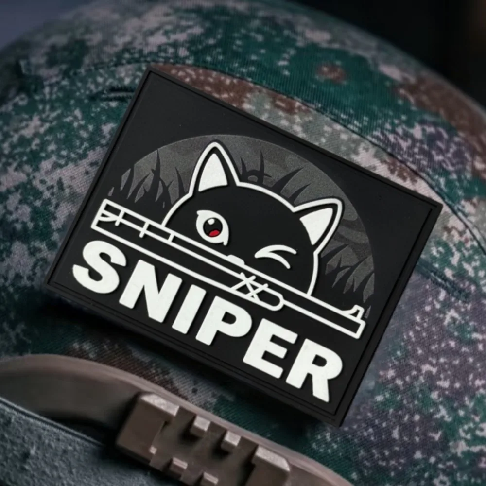 Parche táctico SNIPER gato negro PVC velcro para mochila y ropa - imagen 5