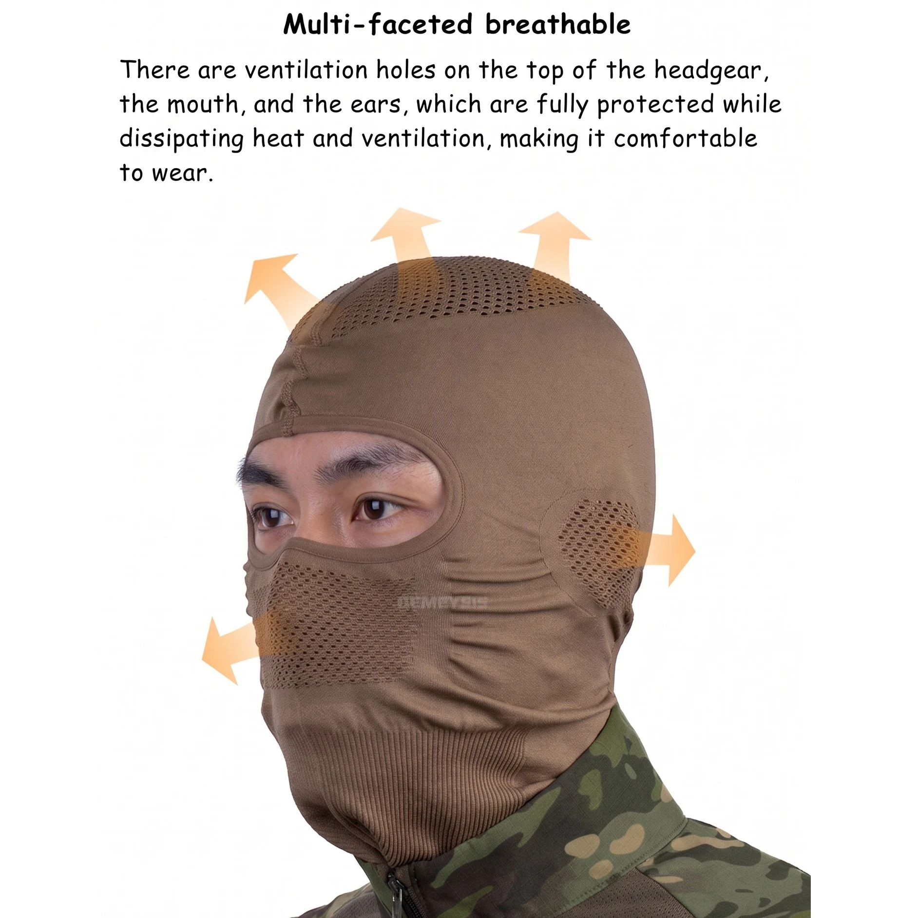 Pasamontañas táctico de malla transpirable, cubre rostro airsoft - imagen 2