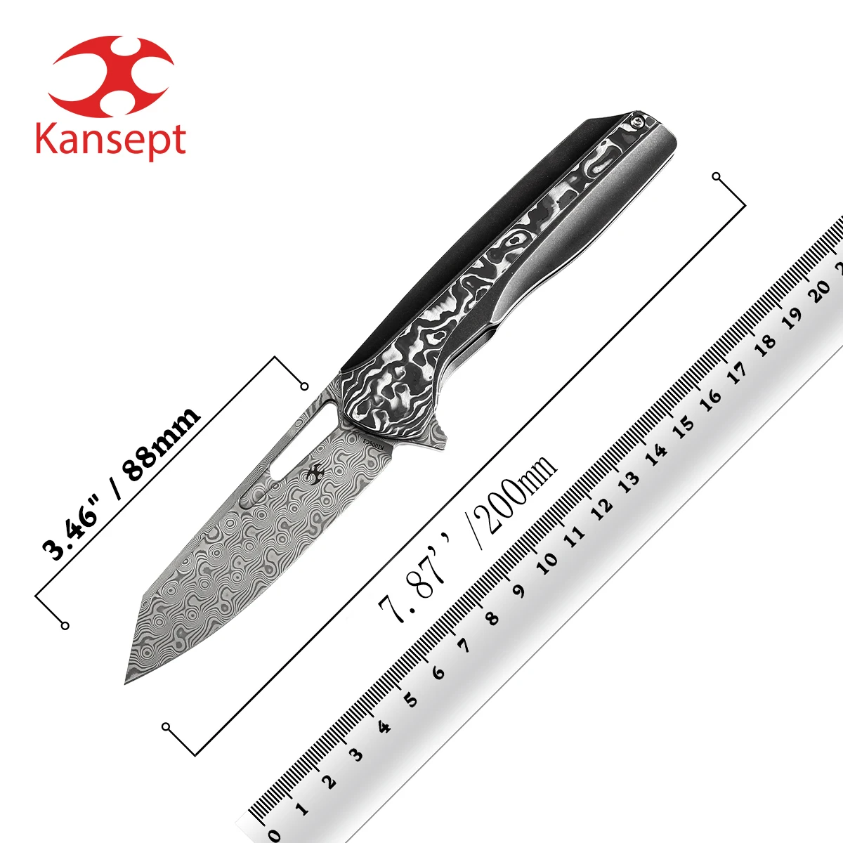 Kansept K1006 Shard – Navaja plegable de senderismo S35VN o Damasco - imagen 2