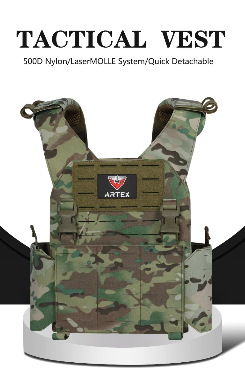Chaleco táctico con sistema PALS y diseño de perfil bajo