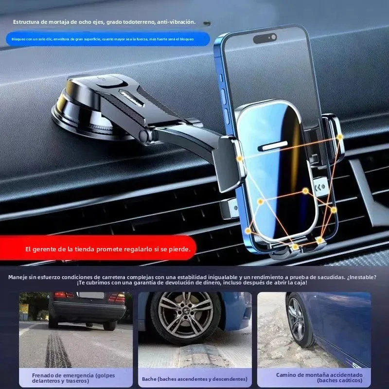 Soporte para móvil coche con ventosa bloqueo automático, giro y cascada - imagen 5