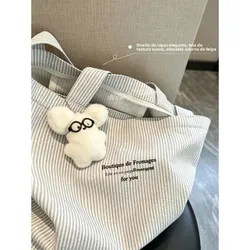 Bolso de lona a rayas gran capacidad estilo casual para el día