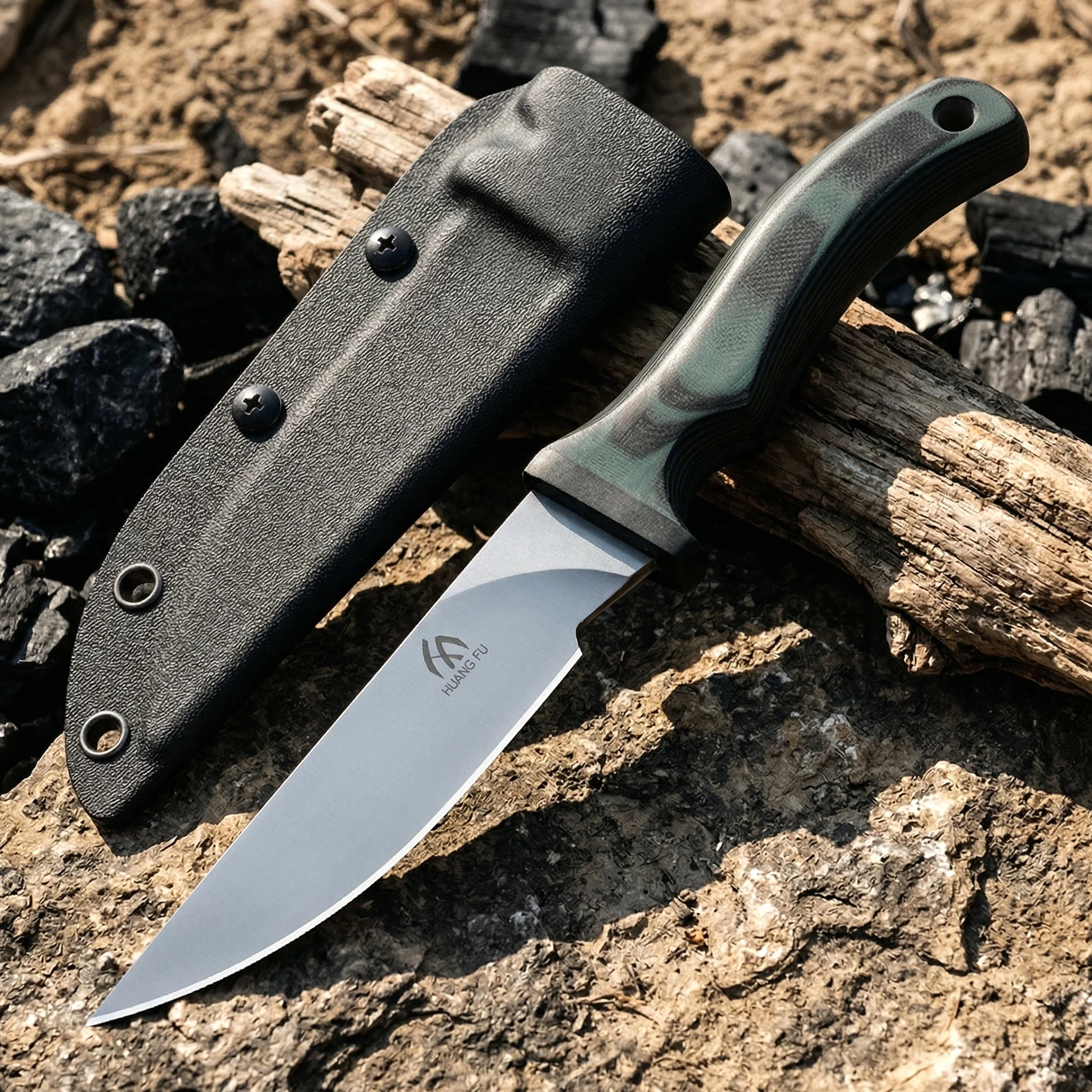 Cuchillo fijo táctico G10 con funda para actividades al aire libre - imagen 2
