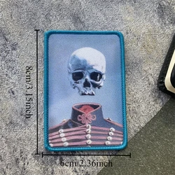 Parche táctico MOLLE bordado calavera azul – Velcro para equipamiento