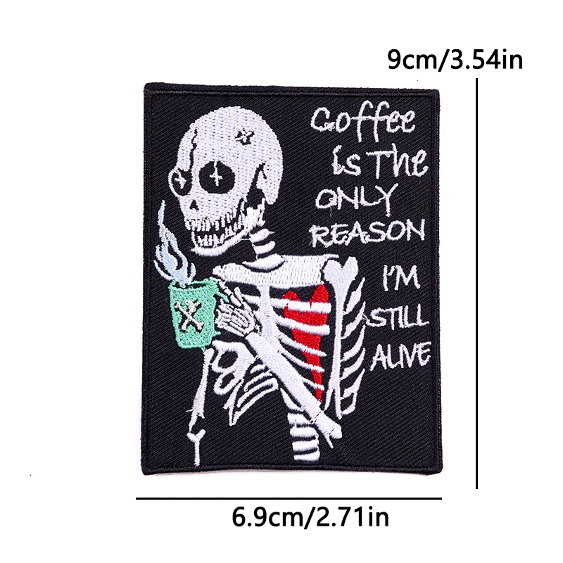 Parche termoadhesivo gótico calavera con humor negro para ropa - imagen 2