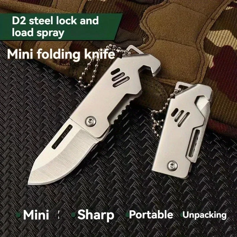 Cuchillo plegable EDC acero D2 con cadena portaLlaves - imagen 4