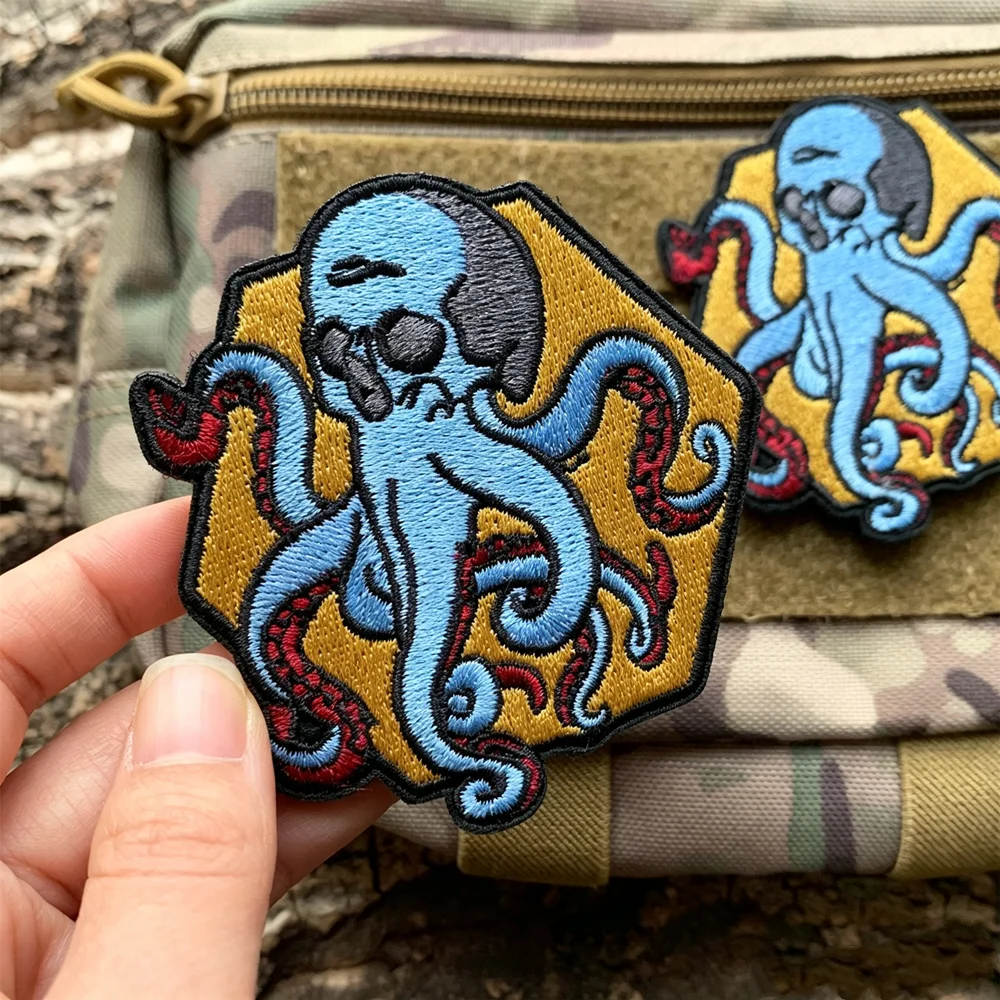Parche táctico bordado pulpo con velcro Molle para chaqueta mochila - imagen 4