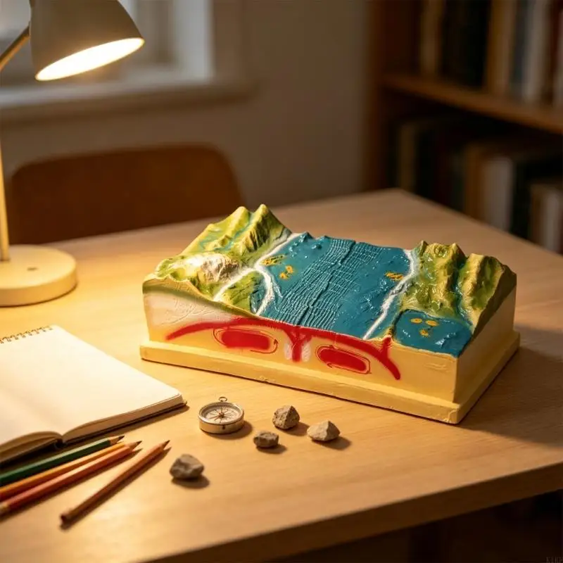 Maqueta topográfica 3D de terreno para enseñanza de geografía